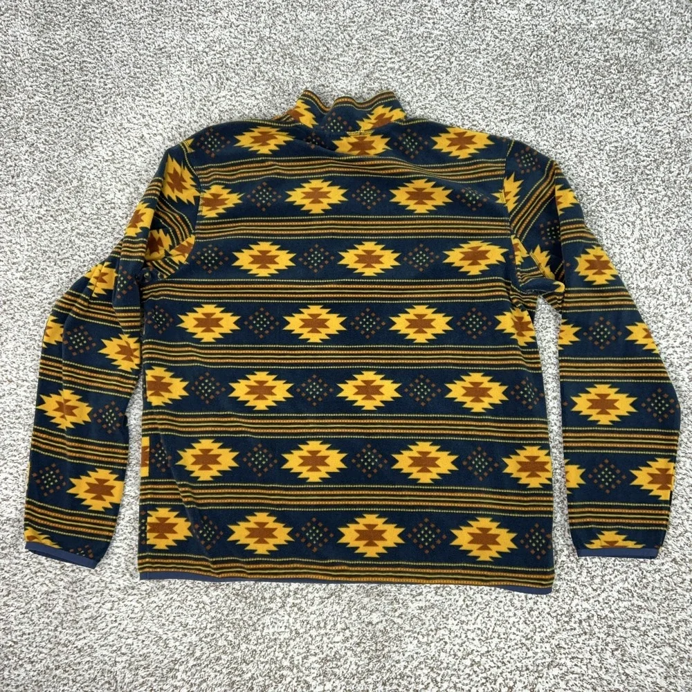 Duluth Trading Co‎ Pullover Mens Large Blue Fleece 1/2 Zip Sweater Aztec Hiking